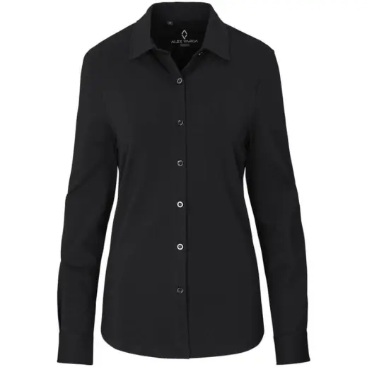 Ladies Long Sleeve Alex Varga Cronus Knitted Shirt Black Front